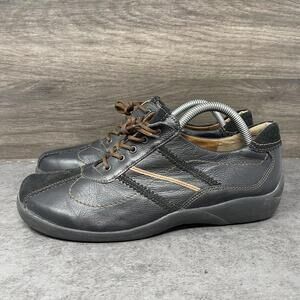 Theresia M Shoes Womens Size 6.5 Black Leather Sneakers Lace Up